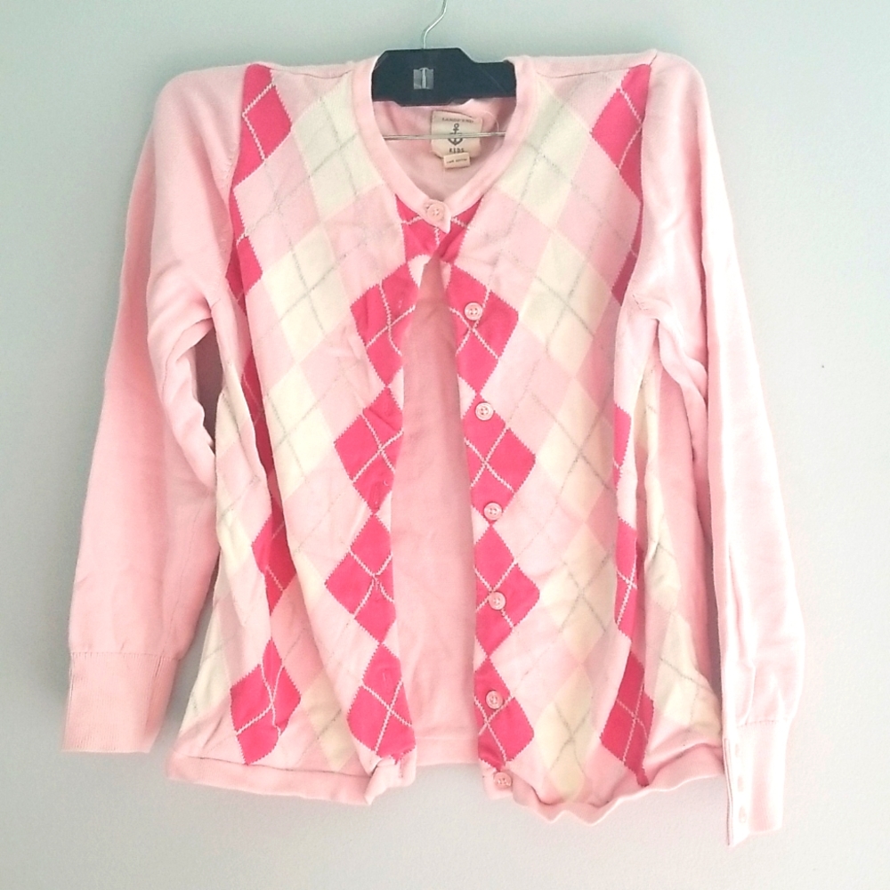 Barbiecore Pink Checkered Kids Girls Cardigan